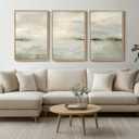 Framed Extra Large Sage Green Abstract Wall Art for Living Room, 3 Piece Modern Landscape Canvas Artwork for Walls, Minimalist Prints Wall Decor for Bedroom, Kitchen, Office, Hallway, 24x36 Inch