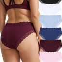 Cotton Underwear for Women Sexy Bikini Panties Lace Waist Lingerie Ladies (L)