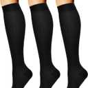CHARMKING Compression Socks for Women & Men Circulation (3 Pairs) 15-20 mmHg is Best Support for Athletic Running Cycling (Small-Medium, 01 Balck/Black/Black)