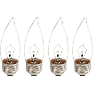 Phillips Bent Tip Candle 40W BA9.5 Bulb Medium Base E26 Lights 4 Pack