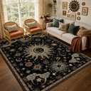 Vacuum-Friendly, 6x9 Washable Area Rug, Black Green Blue
Sun and Moon Boho Gothic Non-Slip Low Pile Living Roon Bedroom Dining Room Kitchen Entry Entryway Entrance Hallway Doormat