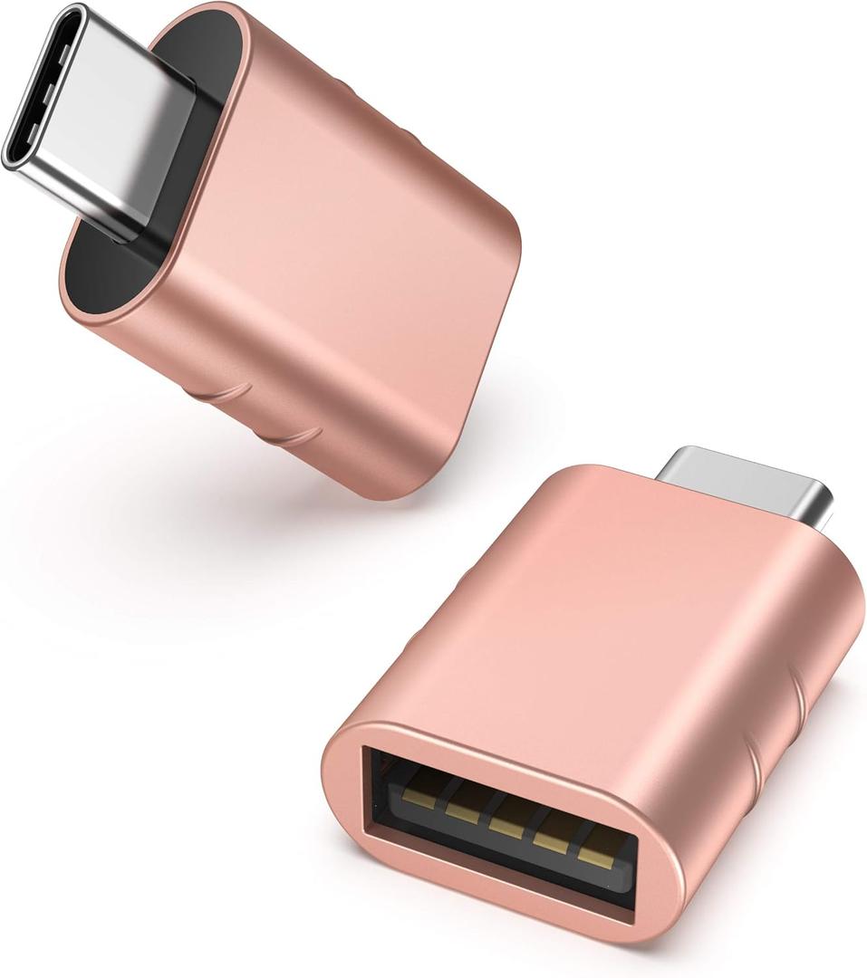 Syntech [2 Pack USB Male to USB3 Female Adapter Compatible with iPhone 16 Pro Max iMac iPad mini/Pro 2023 Pro MacBook Air 2020 and Other Type C Devices, Rose Gold