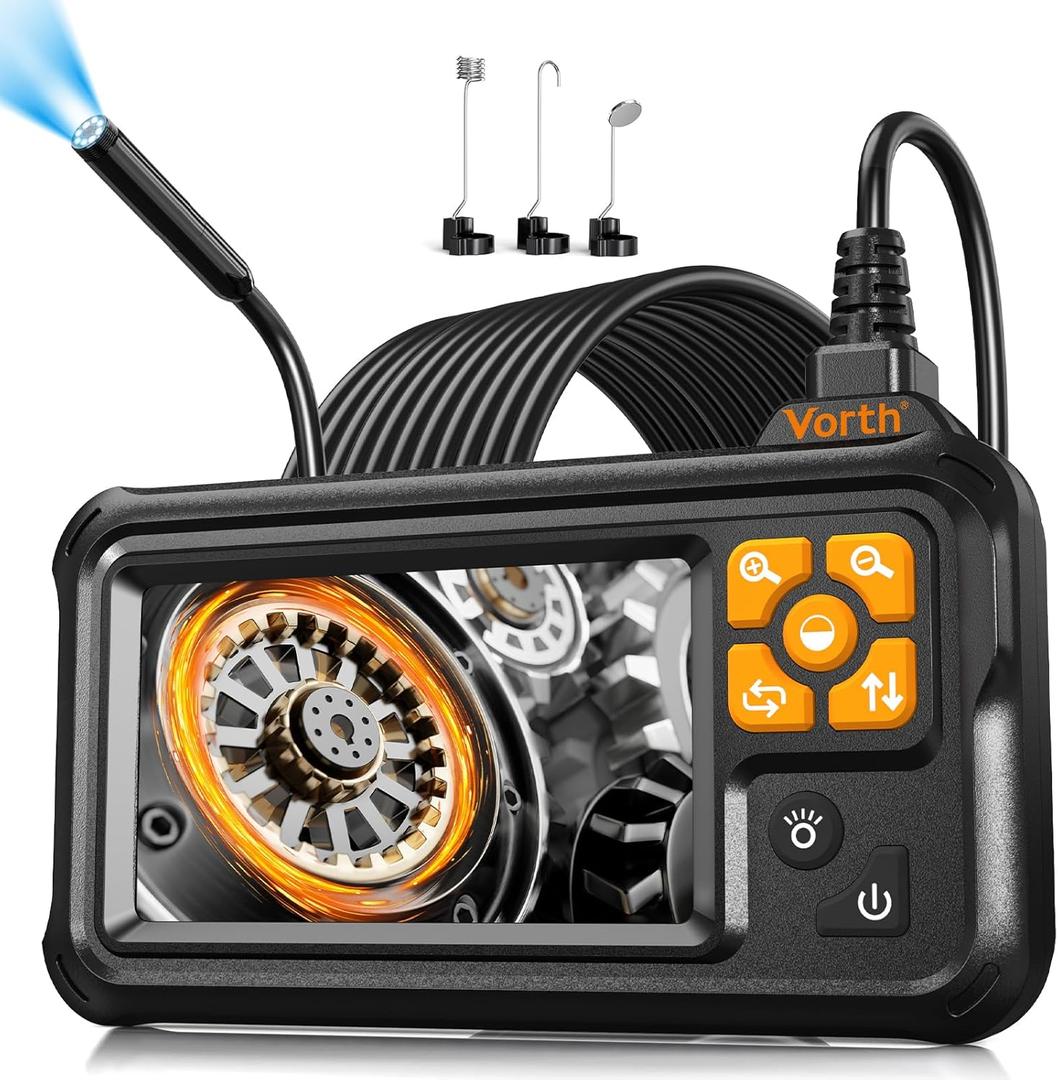 Endoscope Camera with Light, 4.3" IPS Screen 1080P Borescope with 8 LED Lights, 16.5 FT Semi-Rigid Cable Snake Camera, IP67 Waterproof Sewer Inspection Men Tool Single Lens