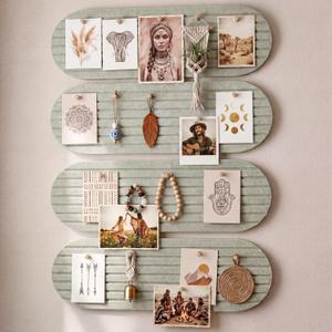 Marspark 4 Pack Small Cork Board for Wall Alternative Felt Strip Board 17'' x 6'' Felt Pin Boards with 25 Push Pins Adhesive Bar Strips Bulletin Boards for Home Office Photo Decor(Sage Green)