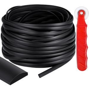 Flat Screen Spline 0.315 Width Vinyl Screen Spline Black Flat Bottom and Curved Top Edge Screen Spline with Rolling Tool Screen Door Repair Kit for Installing Window Patio Door Screen (100 ft)