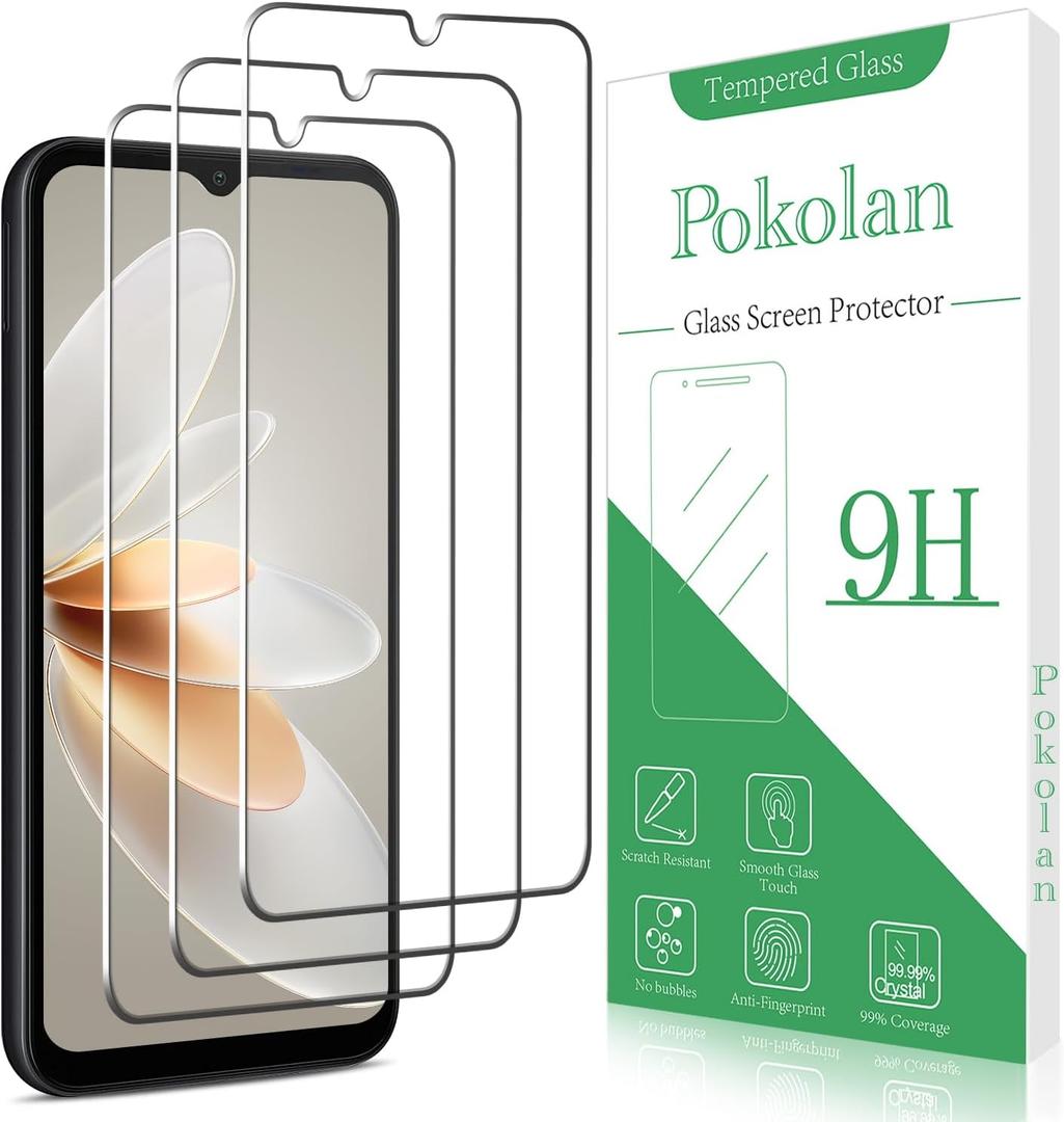 Pokolan [3-Pack Screen Protector for Samsung Galaxy A14 5G Tempered Glass, Bubble Free, 9H Hardness, Anti Scratch, Easy to Install, HD Clear