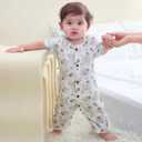 Ruliby Baby Girl Romper Button Jumpsuit Summer Infant Boy Clothes for 6 Months (Pack of 2)