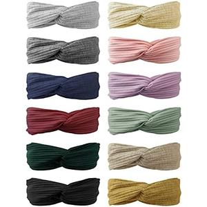 Knotted Headbands for Women and Girls, No Slip Fashion Head Bands - 12 Pcs with 12 Colors
