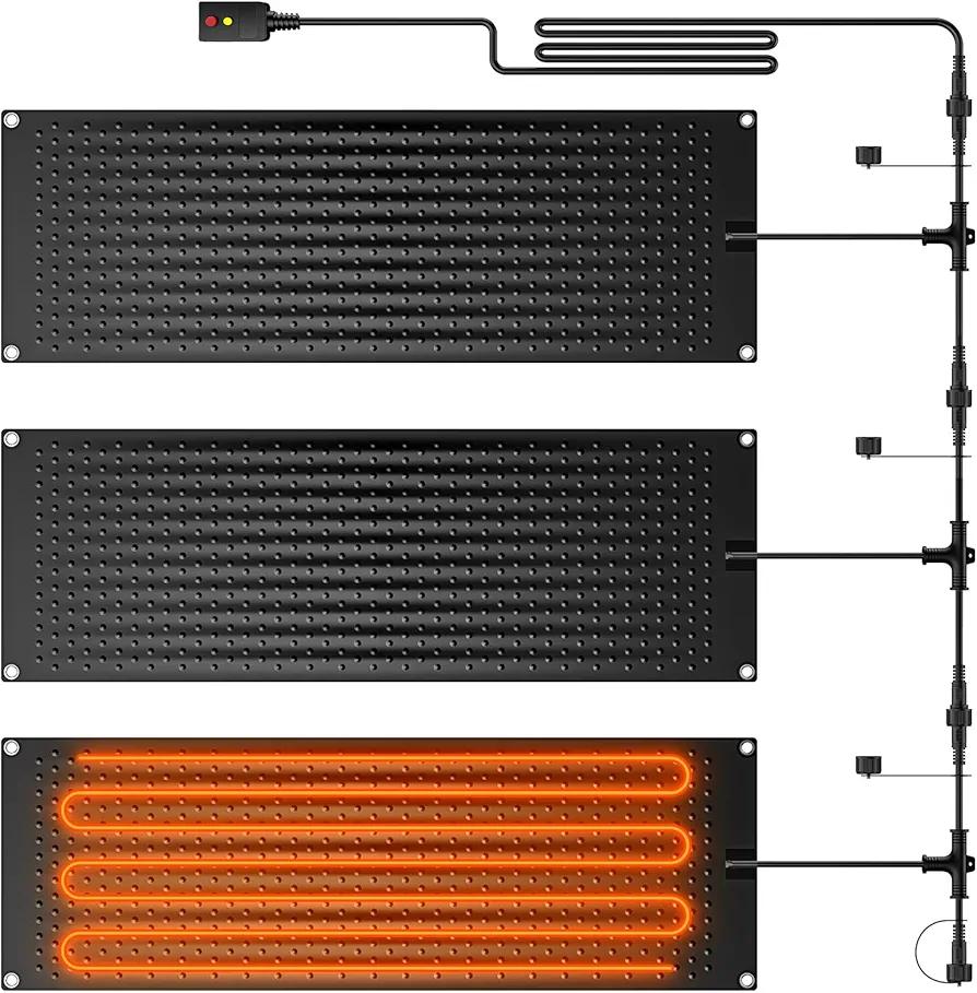 3 Pack 10” x 30" Heated Snow Melting Mats - Heated Outdoor Mats for Walkways - Electric Snow Melting Mats for Decks and Sidewalks, No-Slip Snow and Ice Melt Heated Sidewalk Mat