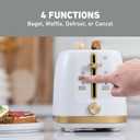 West Bend Timeless 2-Slice Toaster with 7 Browning Levels, Bagel/Waffle/Defrost Settings, High-Lift Lever, Anti-Jam, Easy-Clean Crumb Tray, 2-Slice, White/Gold