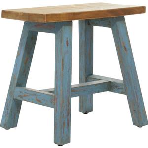 Deco 79 Wood Stool with Brown Wood Top, 20" x 14" x 18", Blue