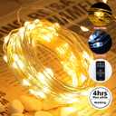 3 x BLUEYE 16FT 100LEDs Rechargeable Fairy Lights,Remote Control,3 Off Timers,Detachable Battery Operated,Tangle-Free Camping String Light,Twinkle for Christmas,Party,Wedding(Cool+Warm White,1Pack)