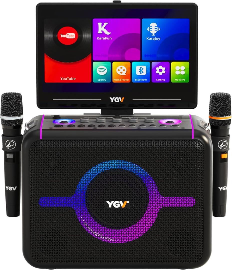 YGV Smart Karaoke Speaker for Adults with UHF Wireless Microphones