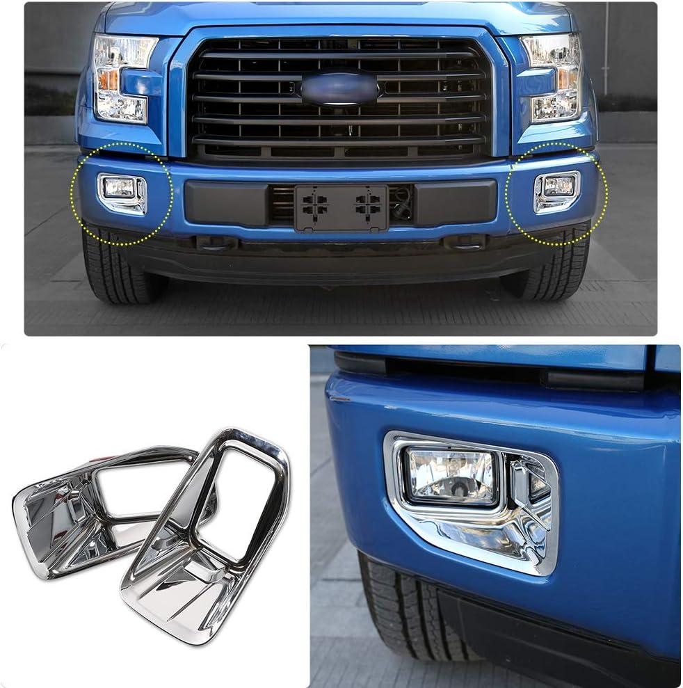 JeCar Front Fog Light Lamp Cover Bezel Trim Exterior Accessories for Ford F150 XLT 2015-2020 (Chrome)