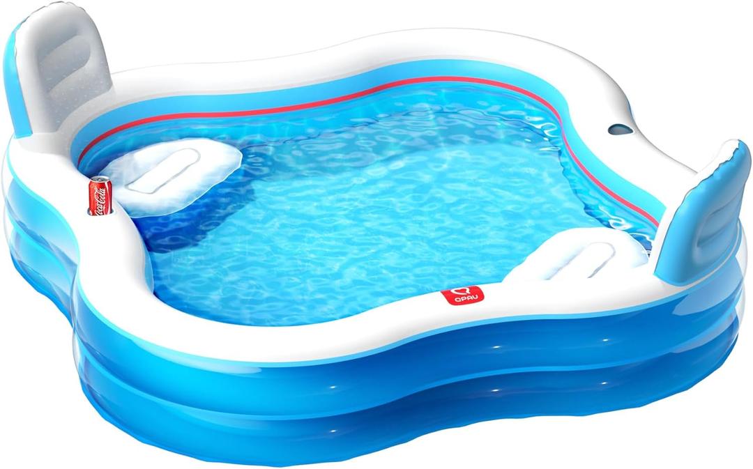 QPAU Inflatable Swimming Pool with 2 Seats and Backrests, 80" L x 80" W x 27" D Large Full-Sized Family Pools for Kids and Adults for Backyard, Garden, Outdoors, Blue QPAU Inflatable Swimming Pool with 2 Seats and Backrests, 80" L x 80" W x 27" D Large Full-Sized Family Pools for Kids and Adults for Backyard, Garden, Outdoors, Blue