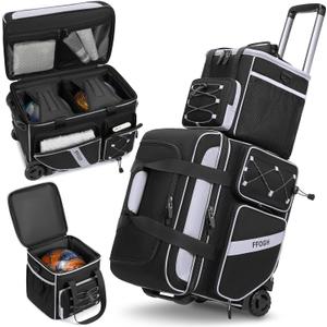 3-4 Ball Bowling Bag with Wheels, Bowling Roller with Add-on Tote Set