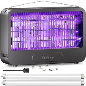 Electric Bug Zapper Indoor, Mosquito Zapper with 2 Extra Replacement Bulbs, Fly, Mosquito Killer and Repellent with Double-Voltage Grid 3500V & Remote, for Patio Yard Home Kitchen