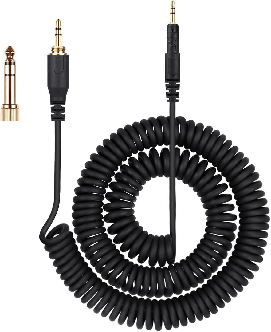 weishan Coiled Audio Cable Compatible with ATH-M50X, ATH-M40X, ATH-M70X Gaming Headphones, 2.5mm to 3.5mm Extension Aux Cord Wire 5ft to 16ft (Gold)