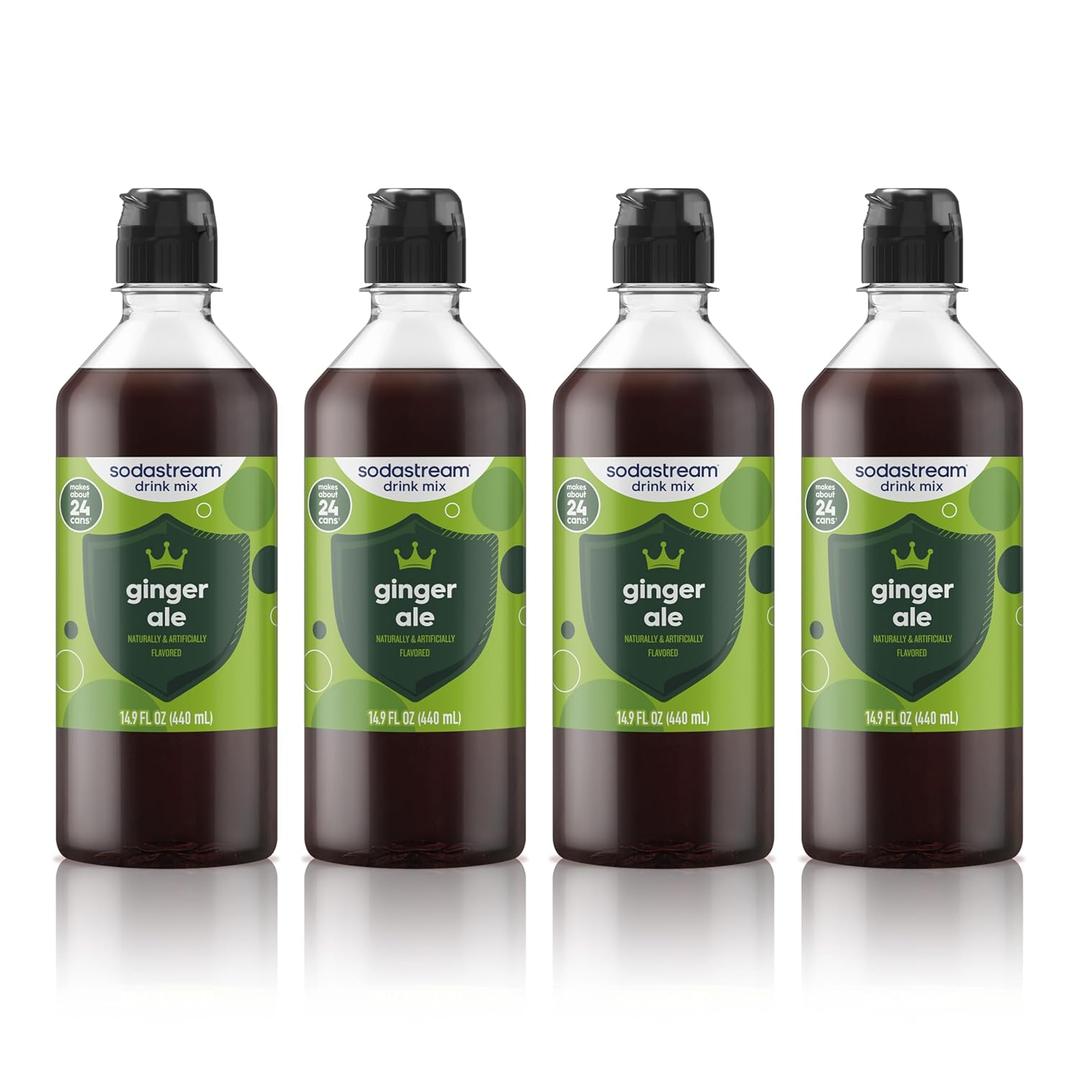 SodaStream Ginger Ale New Pour Bottle, 14.9 Fl Oz (Pack of 4)