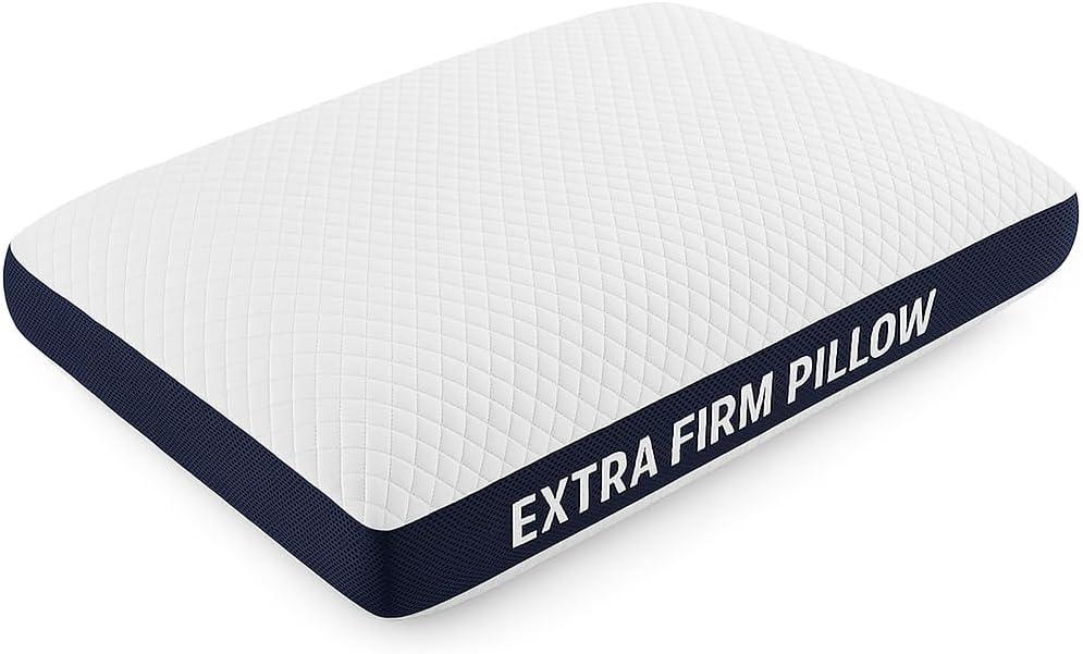 Extra Firm Pillow, Memory Foam Core Support for Side and Back Sleepers, Neck Alignment, Comfortable Loft, Washable Cover, Fits Standard Pillowcases, Designed to Hold Shape Night After Night