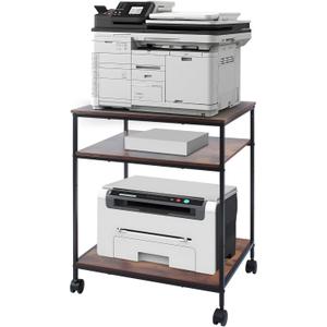 EMERIT 3-Tier Printer Stand for Laser/Inkjet/All-in-One - 23.6x18.9x31.5 Heavy Duty Cart w/Adjustable Shelves & Lockable Wheels, Storage for Scanner/Fax/Supplies - Industrial Home & Office