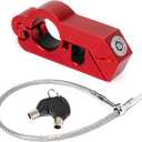 2 in 1 Motorcycle Lock with 2 Keys, Handlebar Lock & Helmet Lock Combo, Heavy Duty Anti-Theft Locking Device for Scooters, ATVs, Electric Bikes, Red