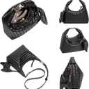 Handbag Crossbody Tote Bag for Women Small Hand Bag weave Vegan Leather Purse Clutch Women's Leather Medium Hobo Bag (Black)