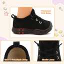 FEETCITY Toddler Boys Shoes Toddler Barefoot Shoes Kids Sneakers Tennis Shoe Slip On Baby Walking Shoe (Black)