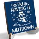 Christmas Decor Rustic Xmas Wooden Desk Decor Funny Seasonal Winter Holiday Christmas Decorations for Home Farmhouse Office Table Shelf Table Tiered Tray Merry Christmas Sign Plaque with Wood Stand 5