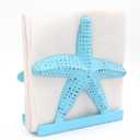Nautical Starfish Lunch Dinner Metal Napkin Holder Kitchen Beverage Cocktail Ocean Coastal Napkin Holder By The Metal Magician (Distressed Blue)