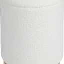 Creative Co-Op Round Boucle Upholstered Storage Stool/Ottoman with Removeable Lid, Cream