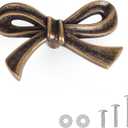 8 Pack Antique Vintage Bow Dresser Knobs, Small Decorative Cabinet Drawer Pull Handles for Girls Bedroom and Nursery Room Decor (Antique Brass Bronze)