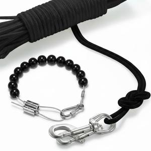 50Ft Flag Pole Rope Kit, Polyester Halyard Flag Rope with 2 Pcs 3.5 Stainless Steel Swivel Snap Hook & Adjust Length Flag Pole Retainer Ring, Marine Grade Flag Pole Accessories Replacement Kit