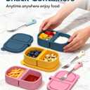 3 Pack Reusable Silicone Snack Containers, 8 oz Double Compartment Portable Snack Box with 3 Forks, Small Leakproof Food Storage Containers with Lids for Salad Dressing Sauce