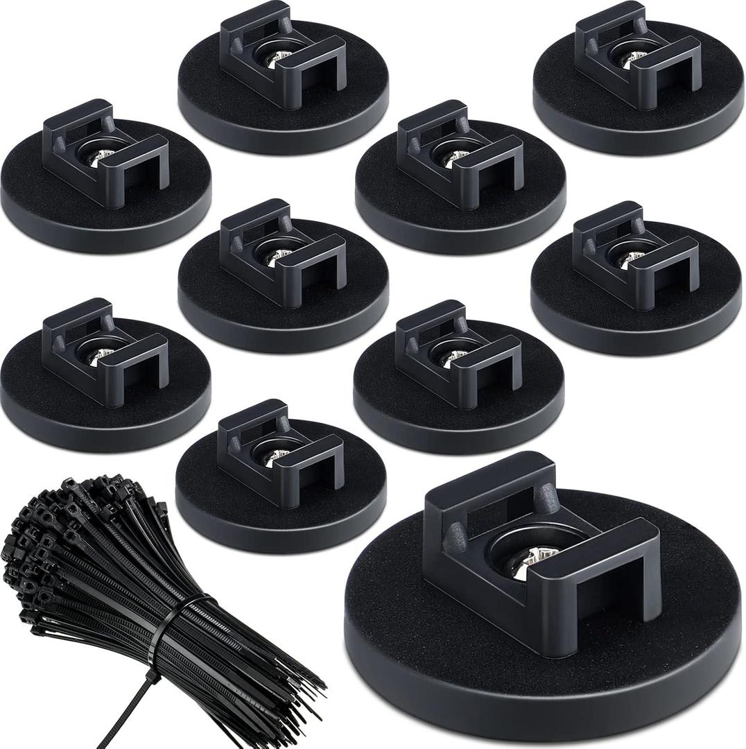 Yookeer Magnetic Zip Tie Mount Multipurpose Cable Holder Magnets Magnetic Wire Management Bases with Heavy Duty Zip, Mount Nylon Cable Ties in Total(60 Pieces,43 mm)