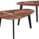 Nesting Coffee Table Set of 2-Mid Century Modern Guitar Pick Stacking Tables with Solid Wood Legs-Waterproof Triangle Center Side End Table for Small Living Room,Apartment,Balcony (Walnut)