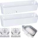 Umigy 2 Pack 11" Kitchen Sink Tip Out Tray, False Drawer Front Flip Tray with Hinges & Clips, Sink Sponge Soap Organizer for Kitchen Bathroom, White