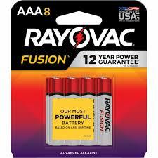 Rayovac Fusion AAA Batteries, Premium Alkaline Triple A Batteries (12 Battery Count) Red, Silver
