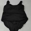 Charmo Plus Size Swimsuit for Women 2025 Tummy Control Scalloped Ribbed One Piece Swimsuits Ruched Modest Bathing Suit (1X, Black)