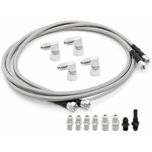 6AN 70" Transmission Fluid Oil Cooler Hose Line kit Compatible with Transmission TR6060 C5 C6 AOD 4L80E TH350 TH400 4L60E 700R4 200-4R