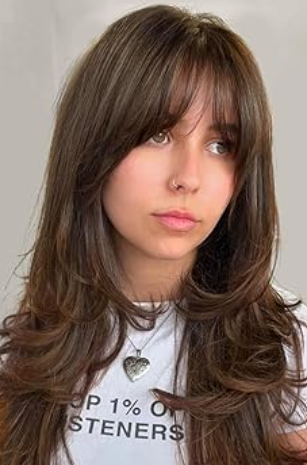 EINAEY Clip in Bangs – 100% Real Human Hair Fringe with Temples, Brown French Bangs Hair Clip Hairpiece for Women, Natural Look, Easy Trim & Secure BB Clips for Daily Wear