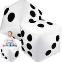 Lunmon 2 Pcs 40 Inch Jumbo Inflatable Dice Fun Giant Inflatable Dice Set Blow up Float Toys for Indoor Outdoor Broad Lawn Game Casino Theme Ludo Pool Birthday Party Decorations Favors(White)