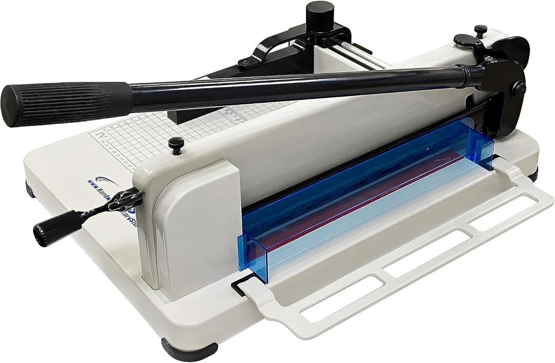 HFS(R) Heavy Duty Guillotine Paper Cutter 400 Sheet Capacity | Solid Steel Construction (A4-12'' Paper Cutter)