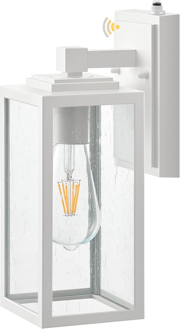 VIANIS Outside Lights for House Wall Mount, White Dusk to Dawn Outdoor Lighting Fixtures, Waterproof Anti-Rust Aluminum Porch Lights with Tempered Seed Glass, Modern Outdoor Wall Lantern for Garage (Standard D2D)