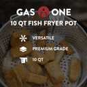 Gas One Aluminum Cooking Pot Deep Fryer with Basket 10QT Aluminum Fry Pot with Easy Grip Handle Durable Food Grade Outdoor Fryer with Perforated Strainer Basket Ideal for Seafood, Chicken