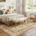 jinchan 6x9 Vintage Floral Washable Large Living Room Area Rug, Terracotta | Soft & Lightweight, Checkered Floral, Low Pile, Non Slip, Bedroom, Dining Room, Girls Room, Home Office, Cottage Decor