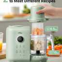 Bear Baby Food Maker with 18.5oz Dual-Layer Steam Baskets, OneStep Baby Food Processor Steamer Puree Blender Grinder Mills, Auto Cooking Grinding&Sterili-zing for Healthy Homemade Baby Food, BPA-Free, Green