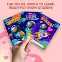 Space Valentines Day Cards - 36 Packs Space Astronaut Galaxy Planet Rocketship Exchange Cards for Kids, Boys, School, Class, Party Favors - 3.2''x 4.7'' 6 Designs with Envelopes, Stickers