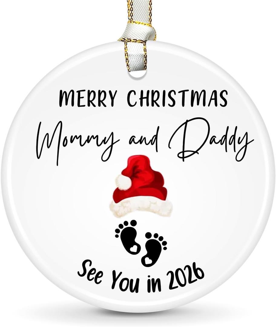2026 Baby Gender Reveal Ornament  Pregnancy Announcement for Husband Grandparents Family Aunt, New Mom, New Dad, Gifts for Expecting Parents