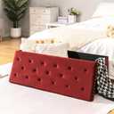 B FSOBEIIALEO Luxury Velvet Fabric Storage Ottoman Bench, Extra Large 140L Toy Chest Storage Boxes Footrest Bench for Bedroom, 43 Inches Red, 43.3x15.7x15.7 inches